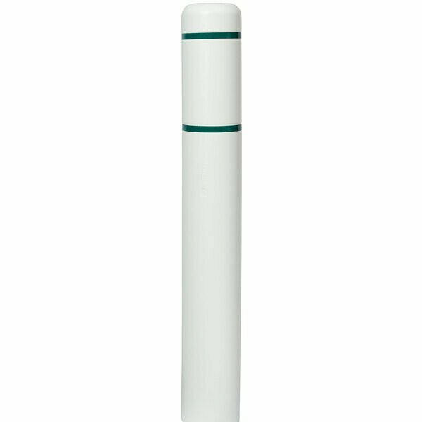 Innoplast BollardGard 7 1/8'' x 72'' White Bollard Cover with Green Reflective Stripes BC772W-GRN 269BC772WGRN